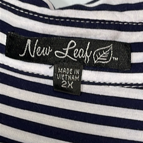 New leaf black vertical striped rayon BLOUSE pink blue floral embroidery 2XL XXL - Picture 2 of 14